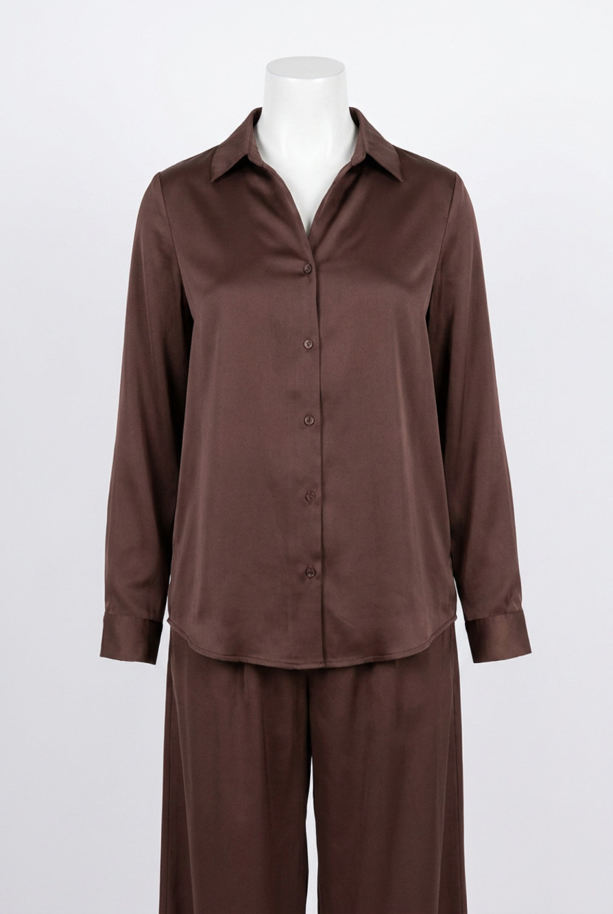 NEW SKIES ARE BLUE beckett ii v-neck button down blouse in deep rose brown